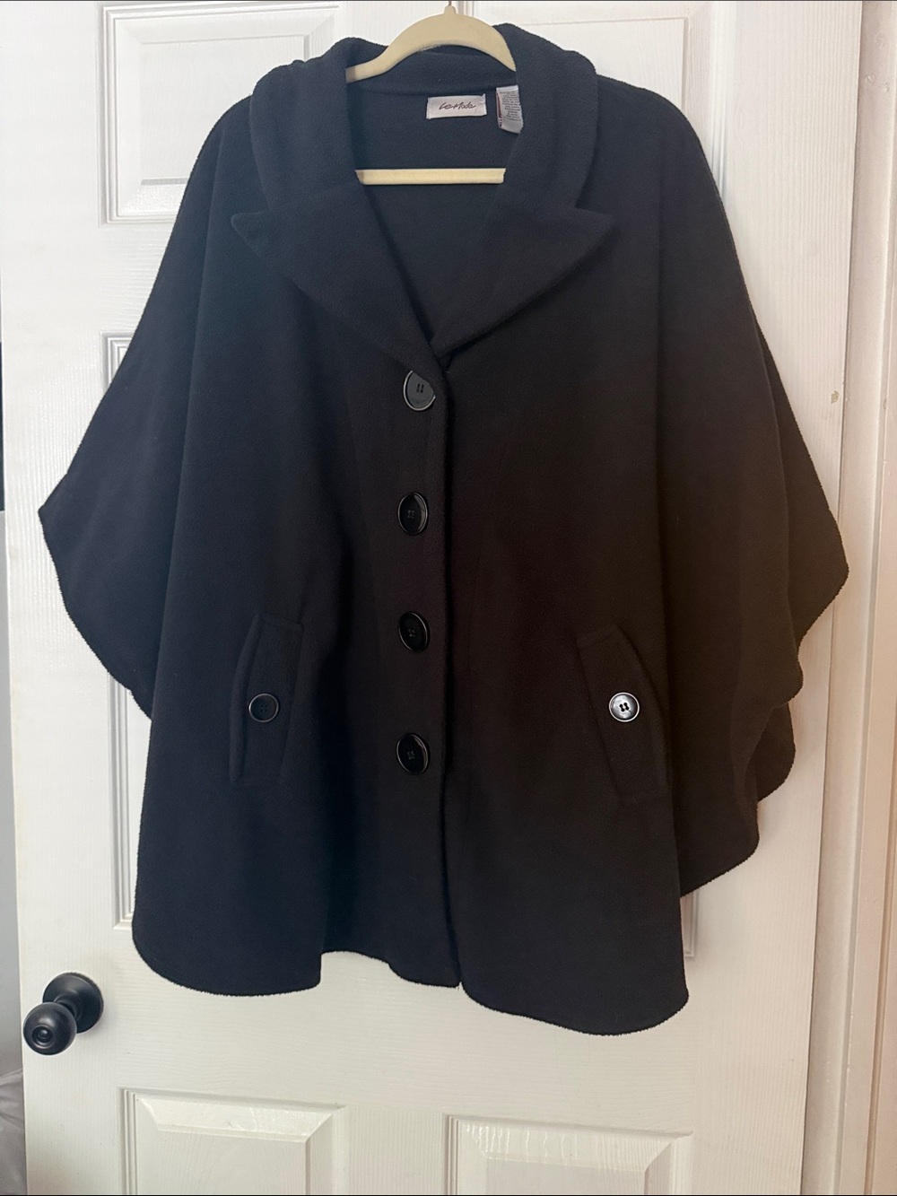 Black Women's Button-Front Cape Sweater